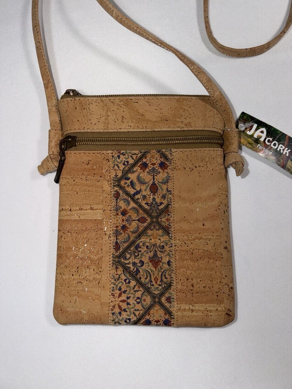 JaCork Portugal Cork Slim Zip Crossbody Bag Purse Lightweight NWT Joao Afonso